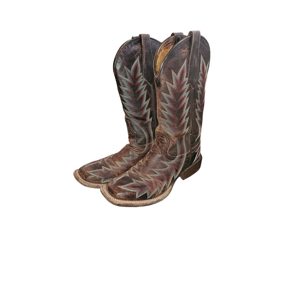 Women's Johnny‎ Ringo Brown teal and red size 6.5B western boots